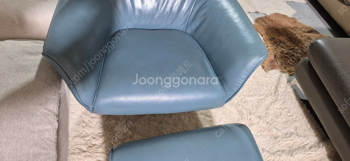 *판매* 자코모 전체 천연가죽 1인 릴렉스 회전 체어+...--8