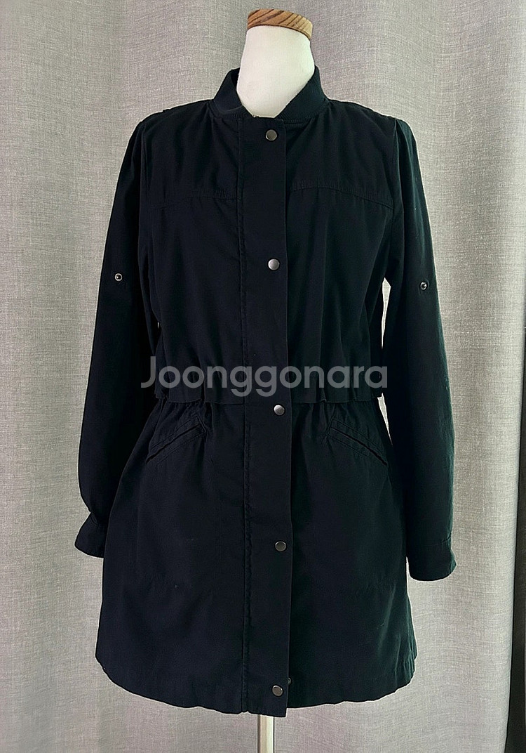 BLUEREIMS 블랙 트렌치코트 면100 허리스트링,...--0
