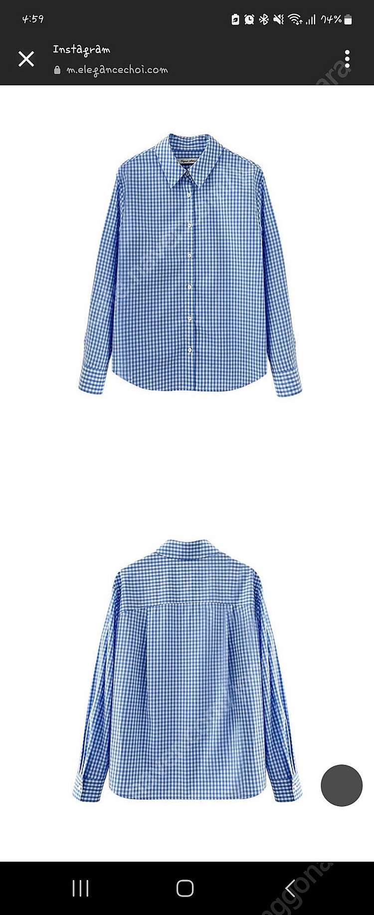 엘레강스초이 elegance choi 깅엄체크 블루 f...--2
