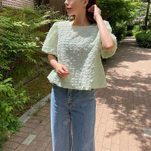 롤리팝 벌룬 반팔 블라우스 새상품