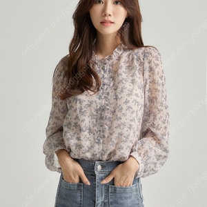 로엠 조직감 쉬폰 플라워 블라우스 S