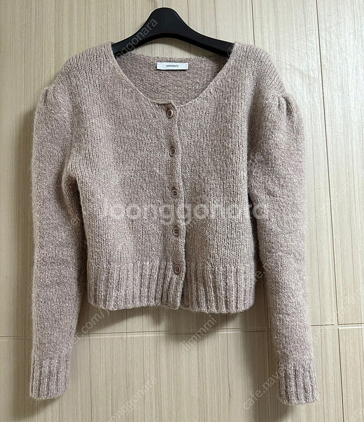 아모멘토 셔링 크롭 가디건 더스티핑크--5