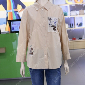 베네통 BENETTON 패치 자수 포인트 백셔링 블라우스 사이즈 55