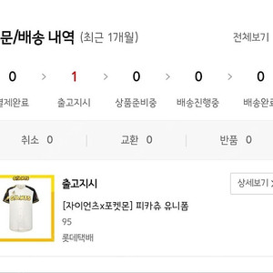 롯데자이언츠 피카츄 유니폼 95 노마킹 팝니다