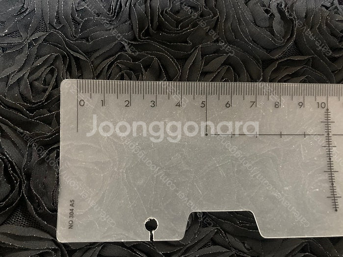 블랙 3D 입체 장미 망사 레이스 원단--1