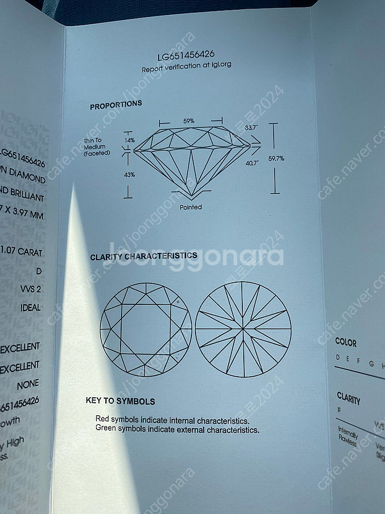IGI 랩그로운 다이아몬드 1캐럿(39만원,1.07ct...--1