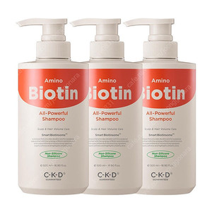 종근당 건강 CKD 아미노 올파워풀 단백질 샴푸 500ml 3개 무료배송 탈모샴푸