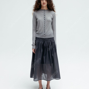 lfm Sheer Button Cardigan / Light Gray