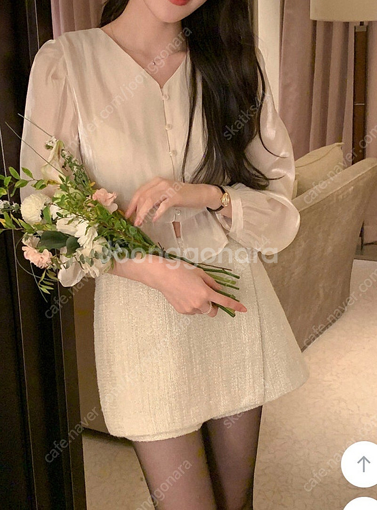 렌느 글리터 스커트 팬츠 아이보리 판매--0