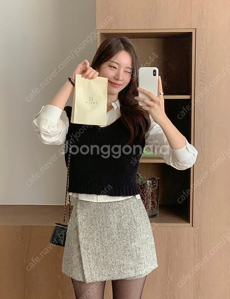 렌느 글리터 스커트 팬츠 그레이--2