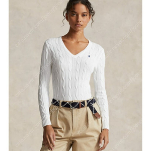 폴로 polo ralph lauren 여성용 코마면사 브이넥 스웨터[화이트/s]_새상품(정품인증)