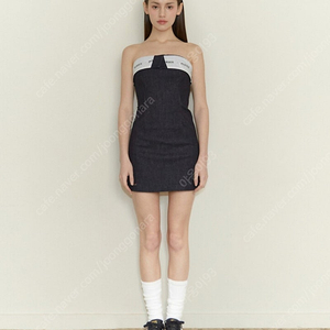 택포 퍼슈 데님 미니 원피수