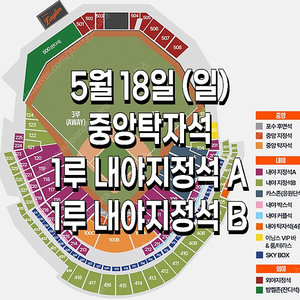 [ 한화 vs SSG ] ｜5월 18일 (일요일) ｜️ 중앙탁자석｜️ 1루 내야탁자석｜️ 1루 내야지정석 A