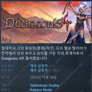 스팀키 던전스 4 Dungeons 4 팝니다.
