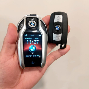 [판매] BMW 스마트키 리디자인 블랙 디스플레이키 + 실버 메탈케이스 세팅