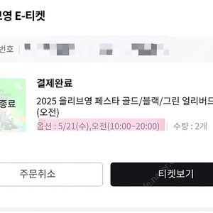 올영페스타 21일 오전 티켓 1매