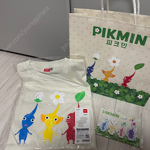 [L] 피크민 티셔츠 닌텐도 정품(피크민 자석, 쇼핑백포함)