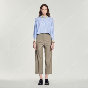 산드로 SANDRO 프린트 칼라 크롭 셔츠 (1)