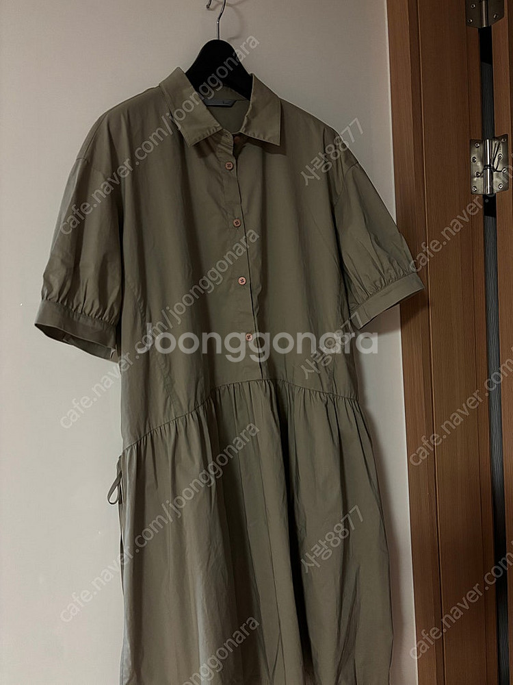 지컷 바스락 사이드 벌룬소매 퍼프 리본 셔츠 원피스 오...--2