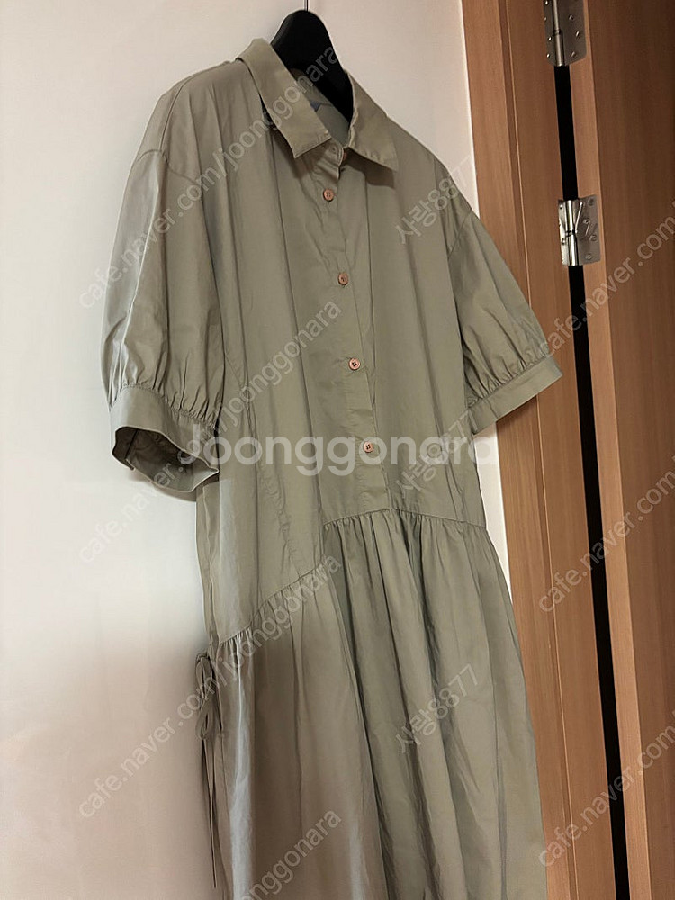 지컷 바스락 사이드 벌룬소매 퍼프 리본 셔츠 원피스 오...--3