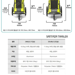산타자 1인용 트레일러 그린색상 삽니다.(수도권직거래)