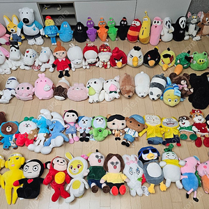 바바파파, 앵그리버드, 라바, 마시마로, 가스파드 앤 리사, 페페리코, 구름빵, 뽀로로, 미피, 케어베어, 몰랑이 등 인형 판매(미사용)