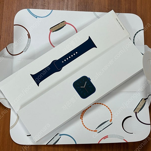 [애플워치 6] 애플워치 시리즈 6, 44mm, GPS, 블루 알루미늄 + 기본 스포츠 밴드 + 브레이드 솔로 루프 밴드