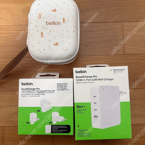 벨킨 140W 멀티 4포트 GaN PD 3.1 고속 충전기 (부스트차지 프로) + 멀티 어댑터 + 벨킨 파우치