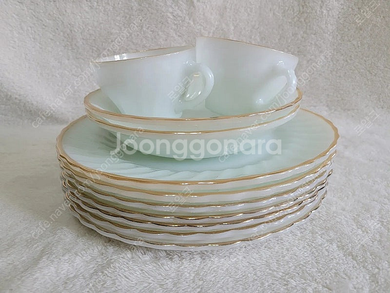 made in USA 미국 앵커호킹 밀크글라스 접시 컵...--9