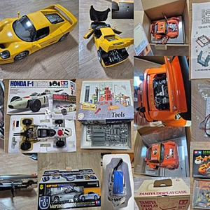타미야 1/12 엔초페라리, 포르쉐 카레라 GT, F50 옐로우버전, 타미야 1968 멕시코 F1 혼다 우승 경주용차 다이캐스트 완성품, 아카데미 삼선교 아카데미 별매 LED 세트