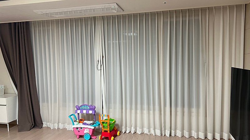 차르르 쉬폰 커튼 2장 (레일 포함)