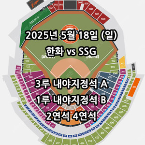 5/18일 한화 VS SSG ️ 2연석 4연석