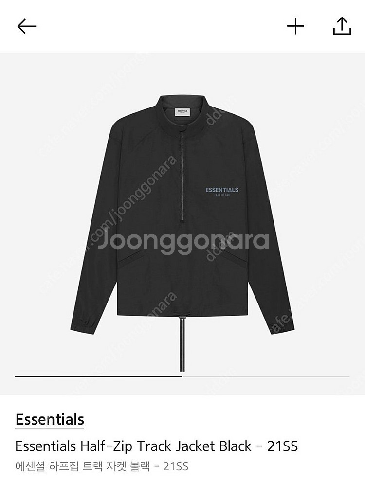 피오갓 에센셜 아노락 하프집업 트랙 자켓 블랙--0