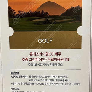 제주 롯데스카이힐 4인 그린피 이용권