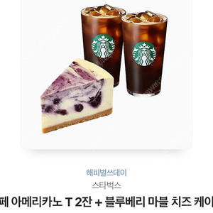 스타벅스 카페아메리카노T2잔+블루베리 마블 치즈케이크