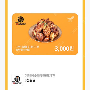 기영이 숯불 두마리치킨 3000원 금액권 1000원