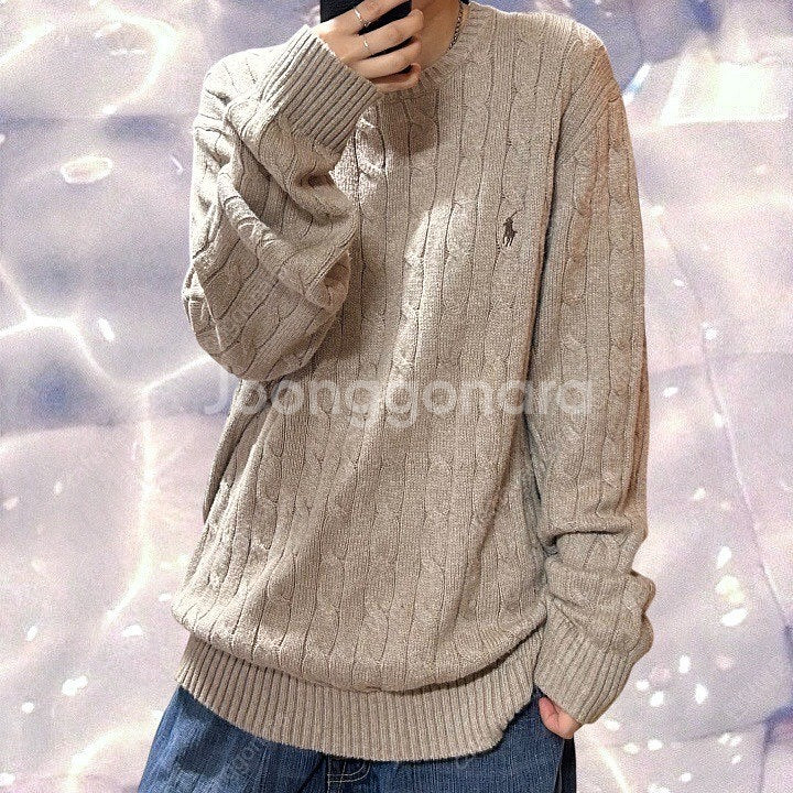 폴로 랄프로렌 신형 케이블 꽈배기 니트 오트밀 브라운 ...--0
