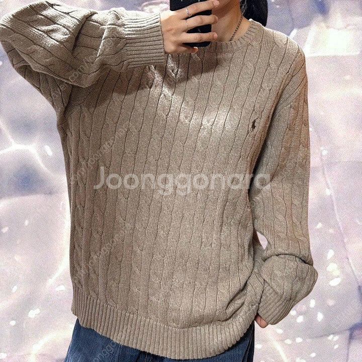 폴로 랄프로렌 신형 케이블 꽈배기 니트 오트밀 브라운 ...--2