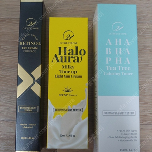 오투에니원 블랙스완 레티놀 아이크림 포 페이스 30ml, 오투에니원 헤일로 아우라 밀키 톤업 라이트 선크림 50ml SPF 50+ PA++++, 오투에니원 아하바하파하 티트리 카밍