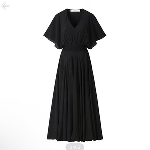 IRO 이로 22 브이넥 러플 슬리브 롱 원피스 66