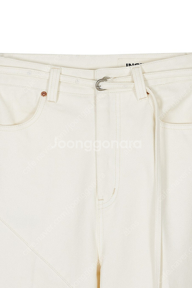 인사일런스 우먼 벨티드 와이드 레그 진 CREAM S사...--7