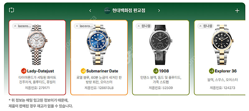 5월 14일 롤렉스매장 전체 입고정보 - 몇몇 매장에서...--2