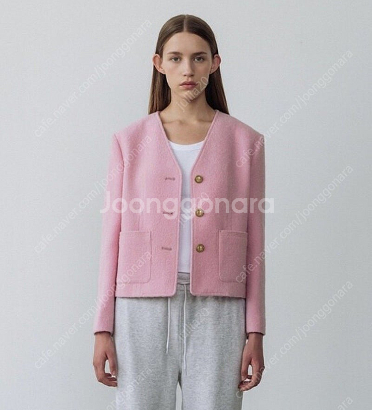 jsny 울 트위드 핑크 자켓--0