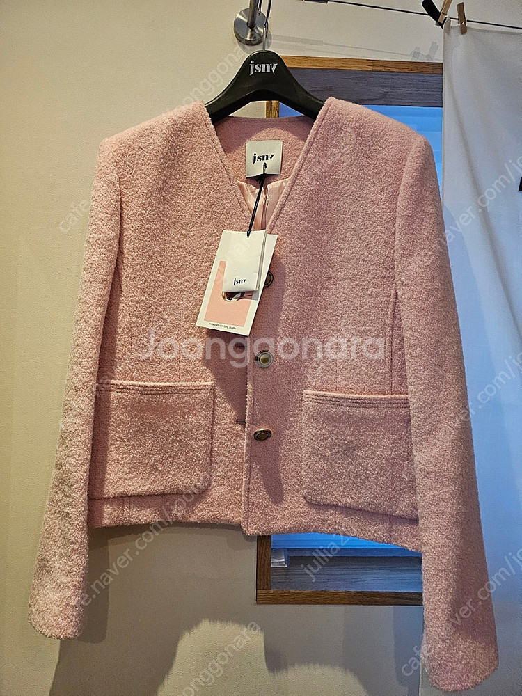 jsny 울 트위드 핑크 자켓--3
