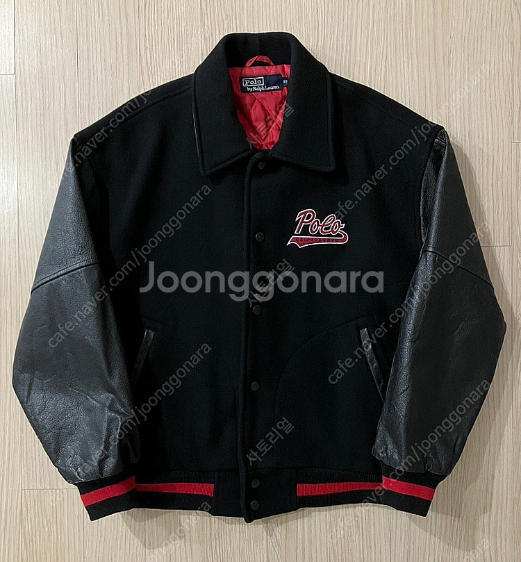 90's 폴로 랄프로렌 울 소가죽 바시티 자켓--0