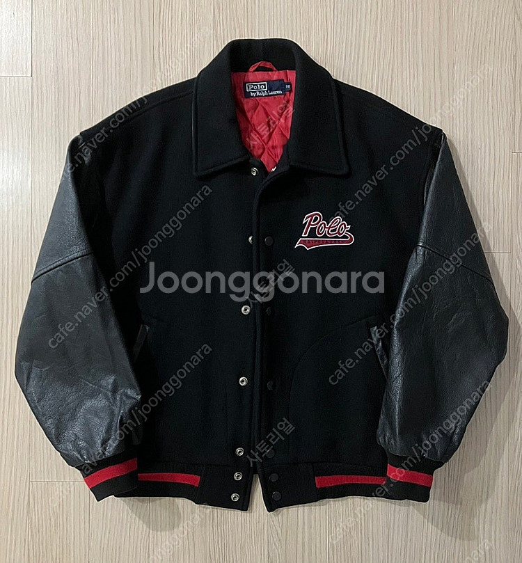 90's 폴로 랄프로렌 울 소가죽 바시티 자켓--1