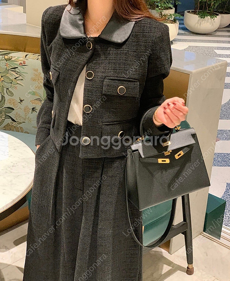 바이씨니 제작 레더카라트위드셋업 블랙--1