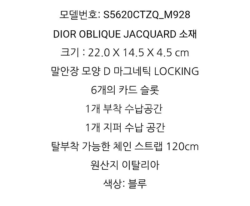 디올 파우치 클러치 체인 클로스백 블루 오블리크 (정품...--6