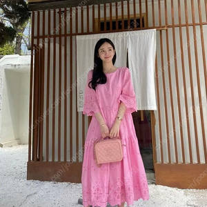 [미착용/새상품] 펀칭 아일렛 레이스 티어드 롱 원피스