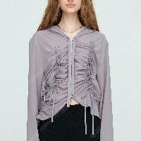 nache SHIRRING CHIFFON HOODIE ZIP-UP 셔링 쉬폰 가디건 팔아요:)